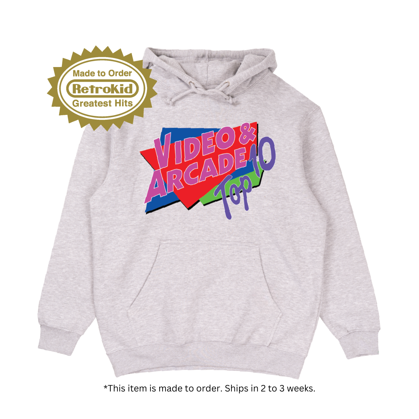 ʚmeɞ Video & Arcade Top 10 Logo Hoodie - Heather Grey (Made to