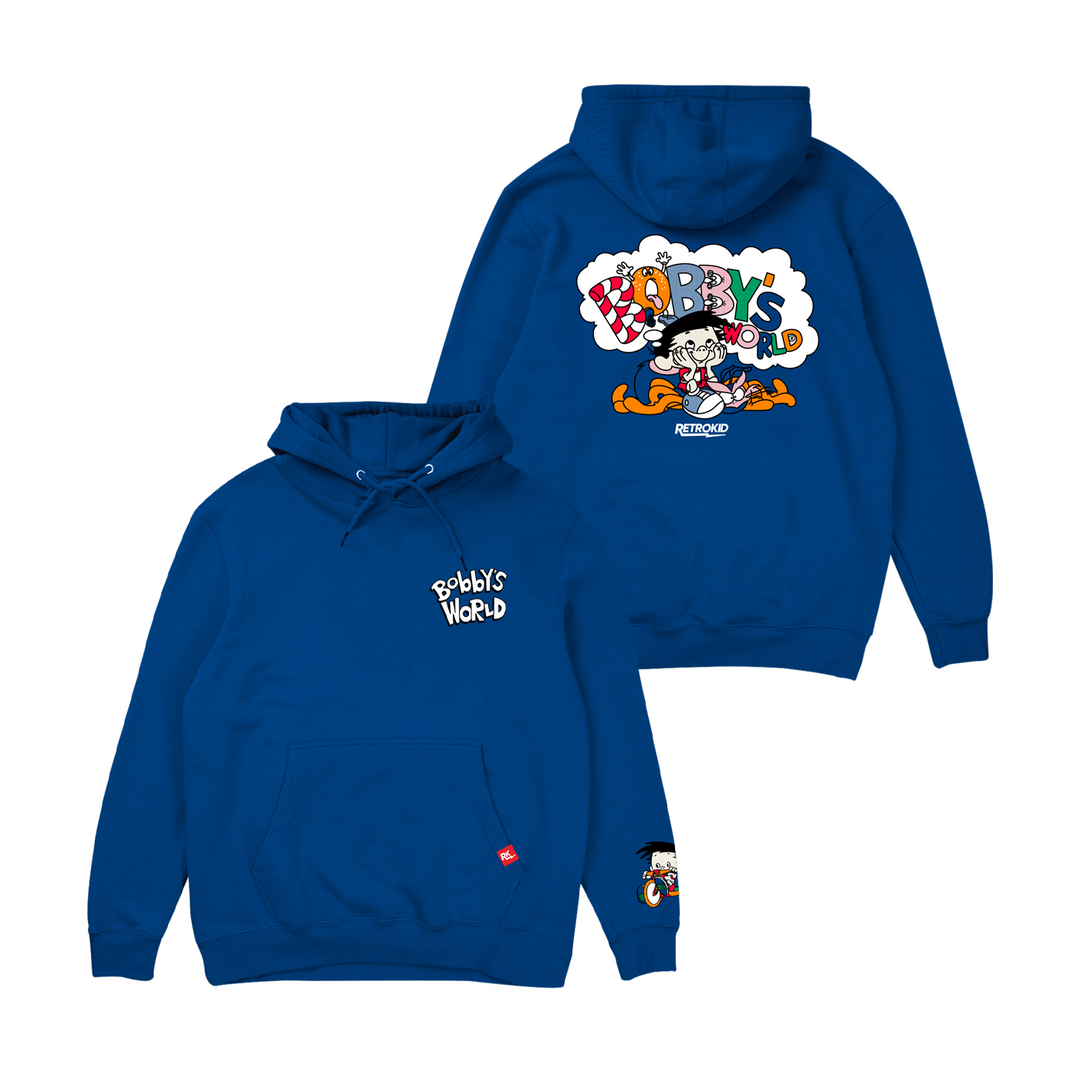 Bobby's World Bobby Generic Retrokid 90s Retro Howie Mandel Officially Licensed Royal Blue Hoodie Logo Webbly