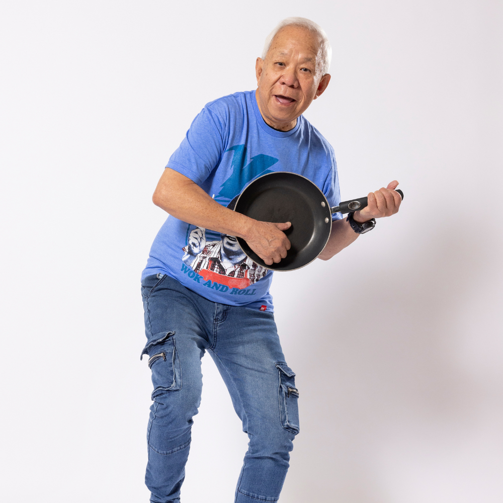 Wok With Yan Stephen Yan Wok and & Roll T-Shirt Blue