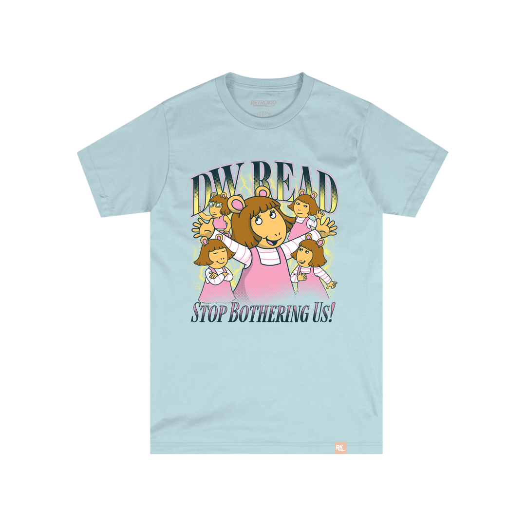 Arthur Retrokid D.W. Stop Bothering Us T-Shirt Light Blue Officially Licensed