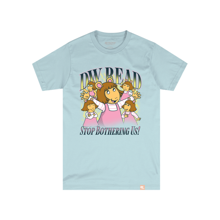 Arthur Retrokid D.W. Stop Bothering Us T-Shirt Light Blue Officially Licensed