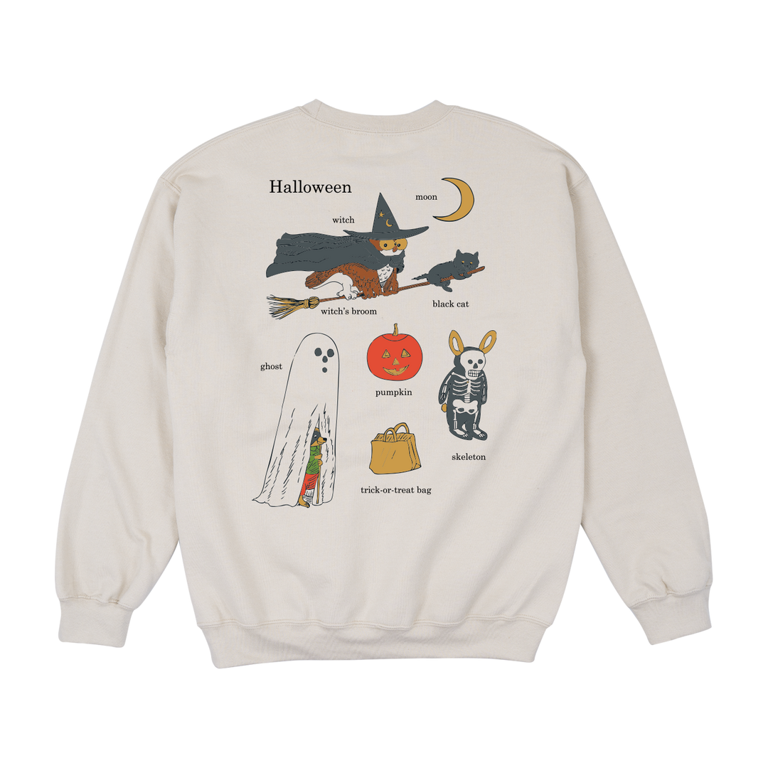 Richard Scarry Halloween Crewneck - Sand