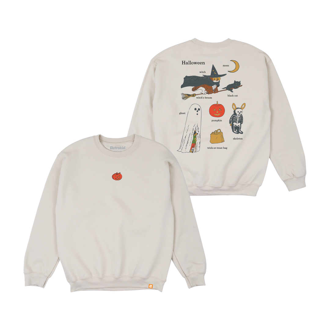 Richard Scarry Halloween Crewneck - Sand