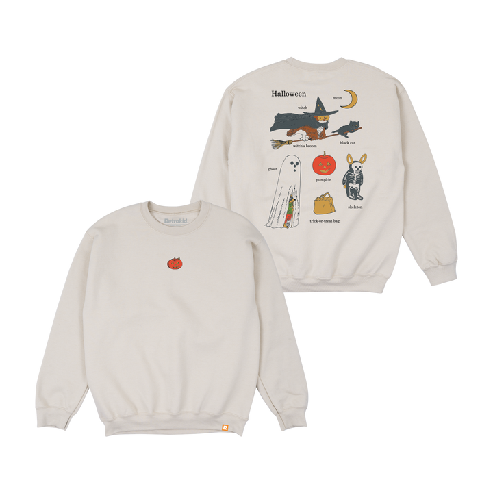 Richard Scarry Halloween Crewneck - Sand