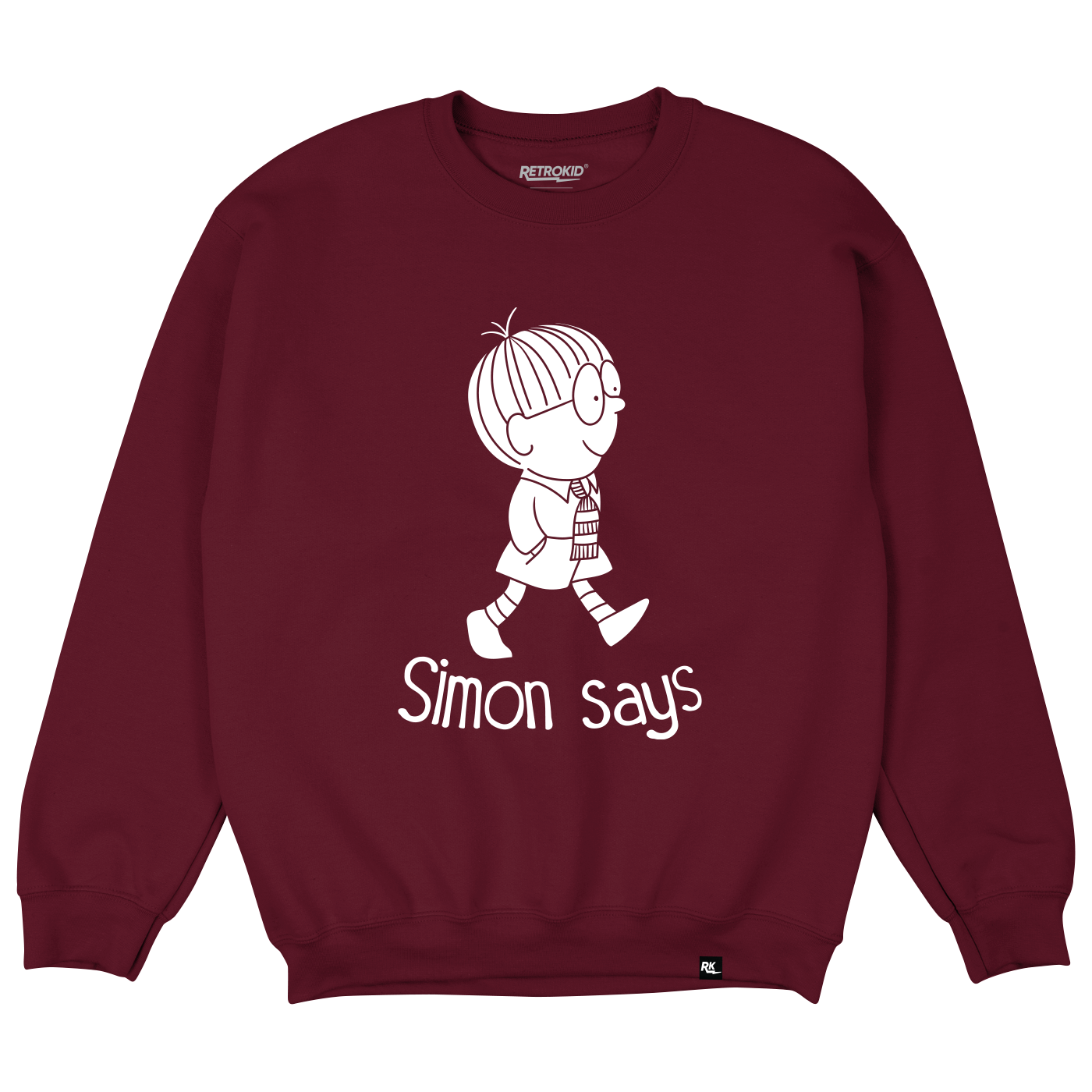 Simon in the Land of Chalk Drawings Simon Crewneck Maroon Retrokid.ca