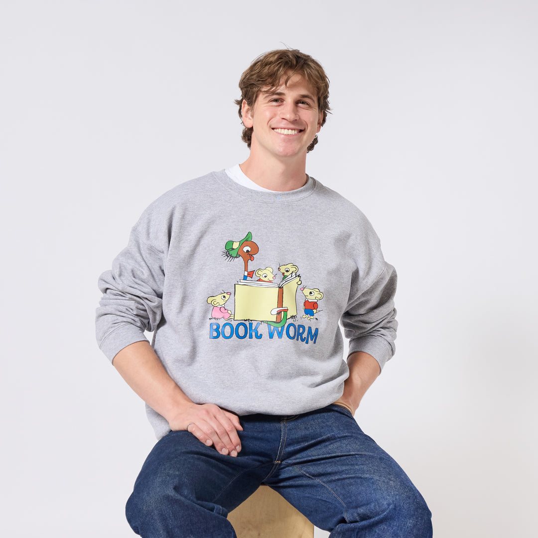 Richard Scarry Bookworm Crewneck - Grey