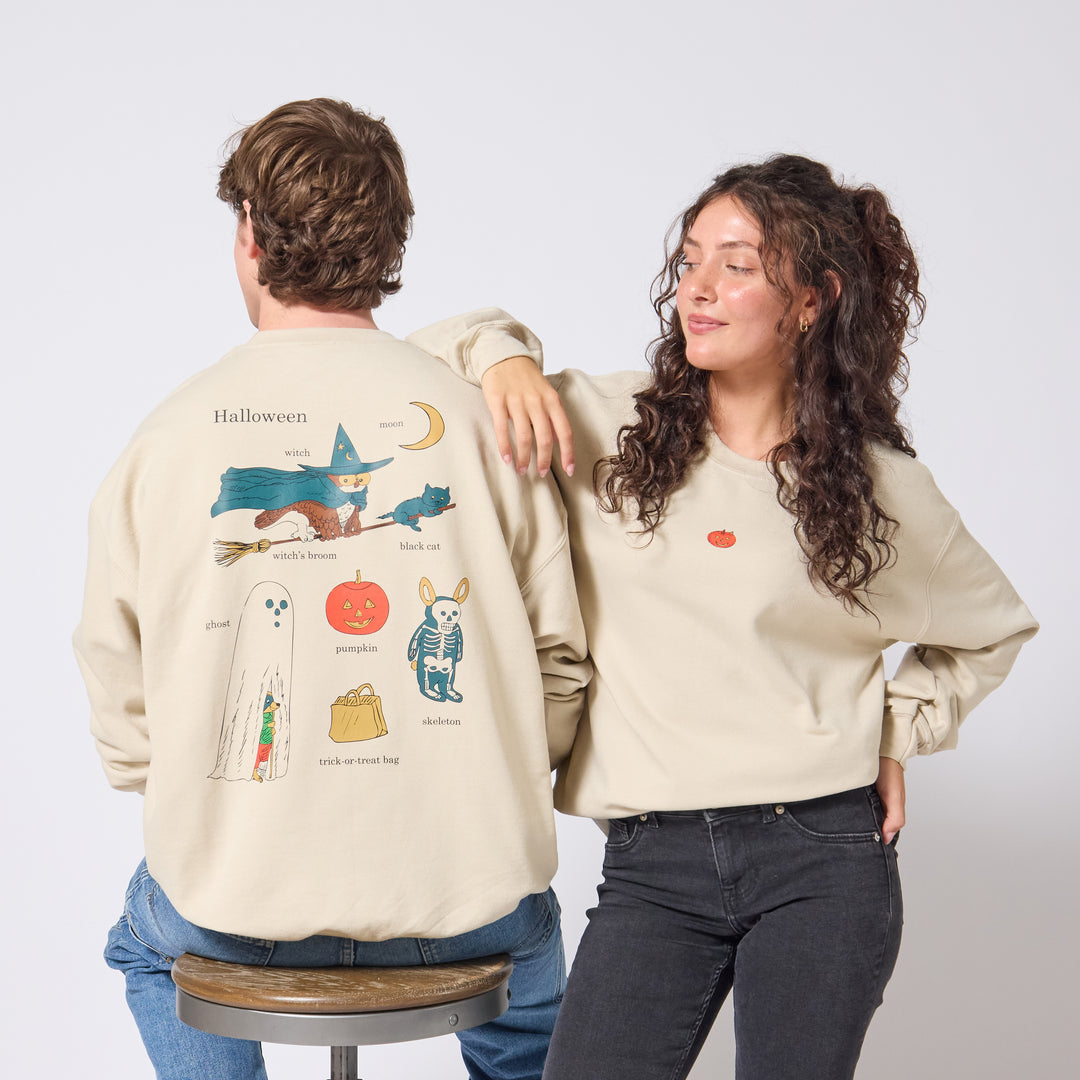 Richard Scarry Halloween Crewneck - Sand