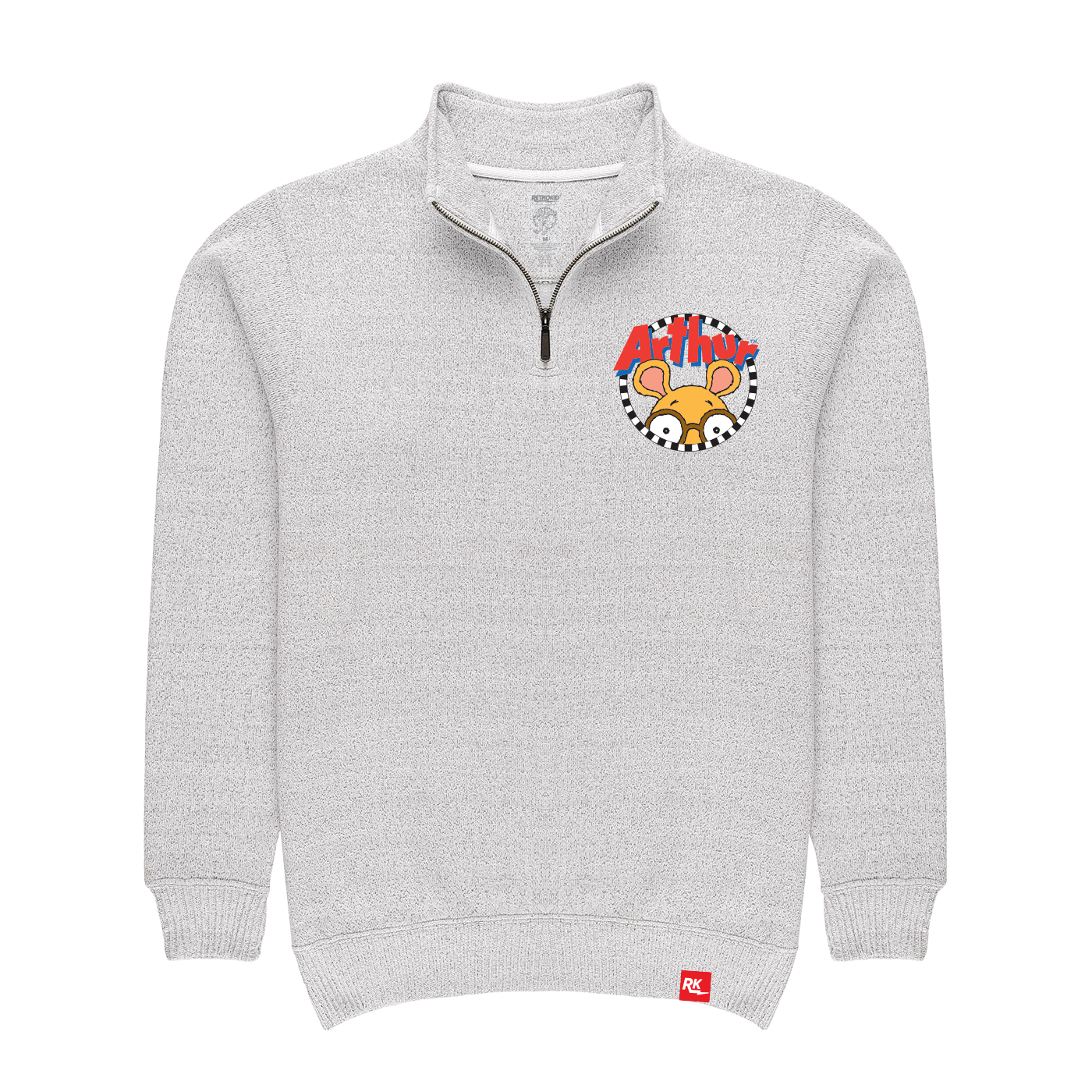 Arthur Embroidered Quarter Zip - Salt & Pepper – Retrokid.ca