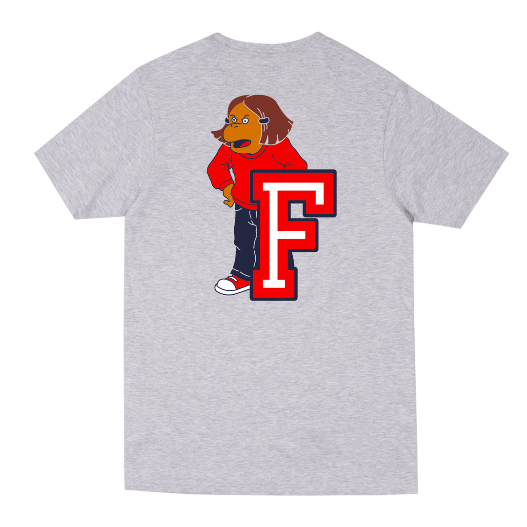 Arthur Retrokid Officially Licensed T-Shirt Francine Frensky F is for Francine Grey Red BACK