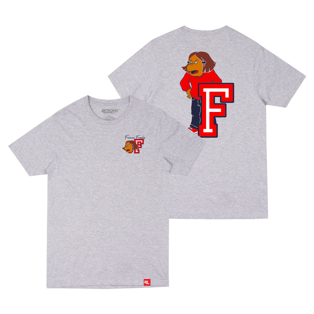 Arthur Retrokid Officially Licensed T-Shirt Francine Frensky F is for Francine Grey Red