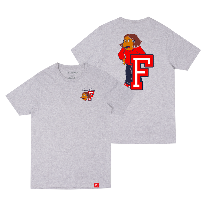 Arthur Retrokid Officially Licensed T-Shirt Francine Frensky F is for Francine Grey Red