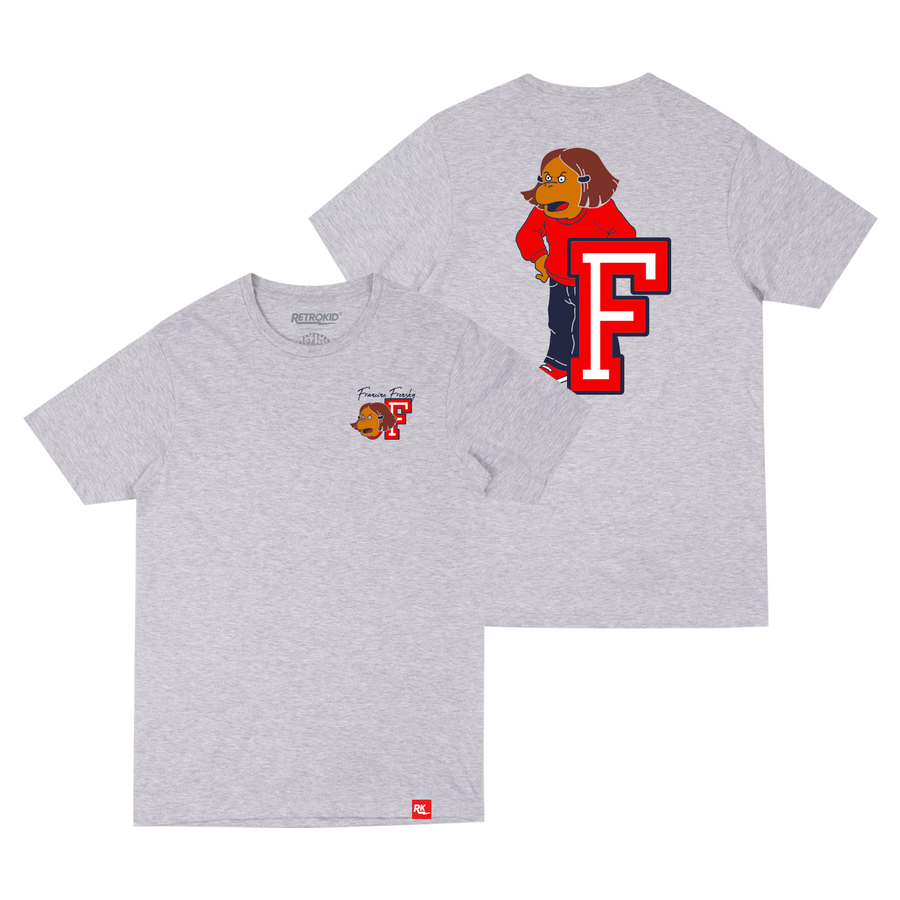 Arthur Retrokid Officially Licensed T-Shirt Francine Frensky F is for Francine Grey Red