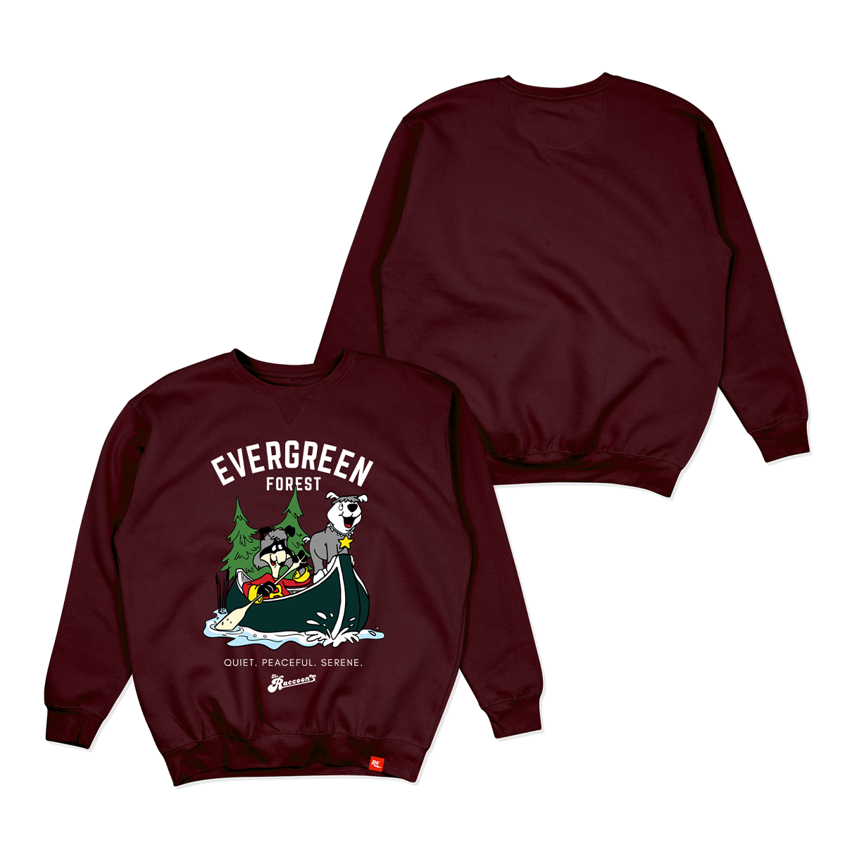 CBC x The Raccoons Evergreen Forest Crewneck - Maroon