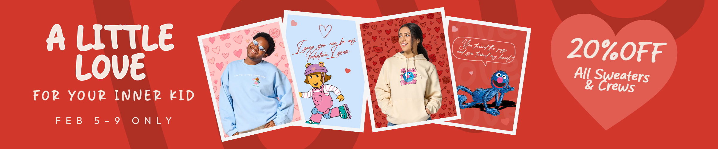 20% OFF Sweaters & Crewnecks Banner Image