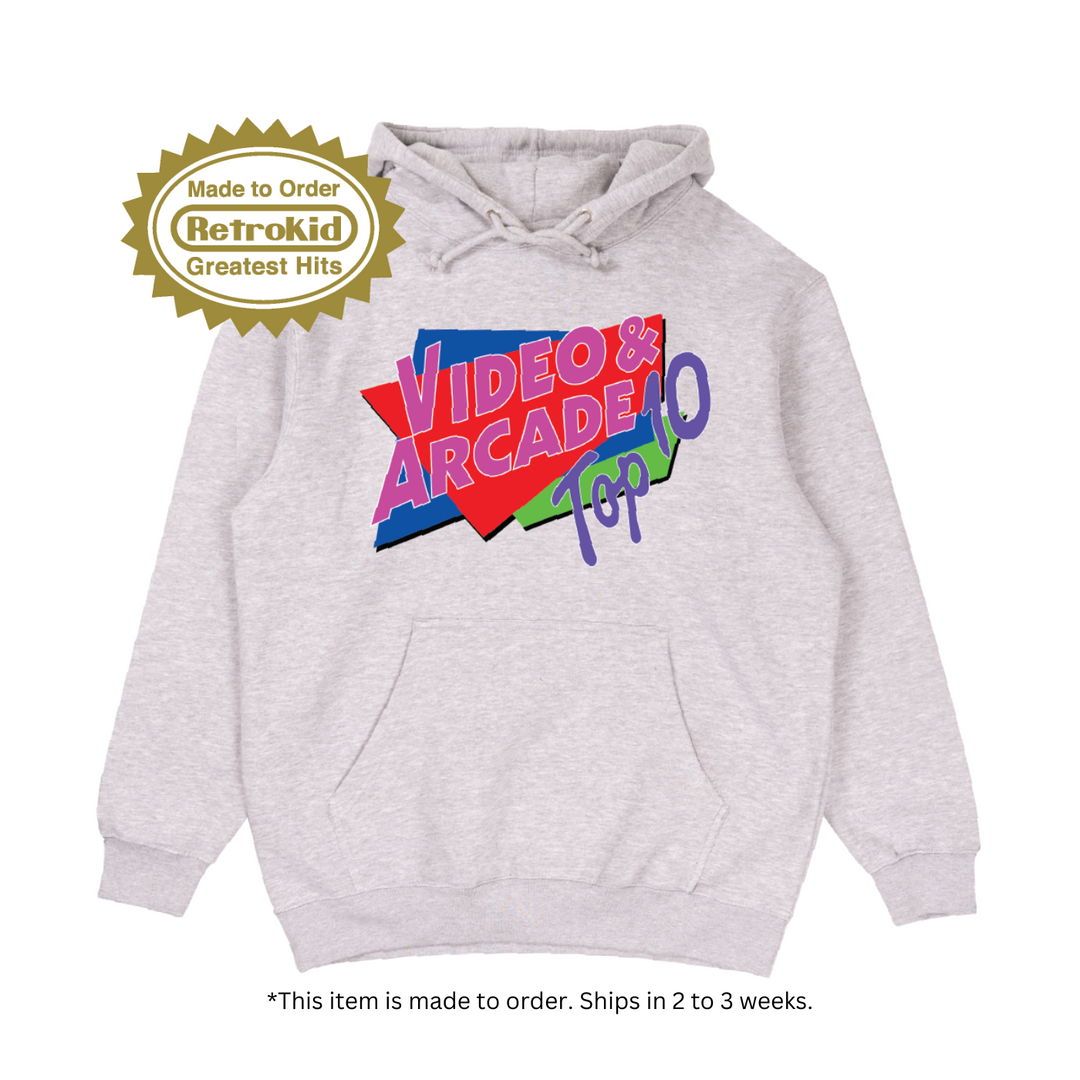 Video & Arcade Top 10 Logo Hoodie - Heather Grey (Made to Order)