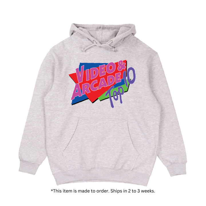 Video & Arcade Top 10 Logo Hoodie - Heather Grey (Made to Order)