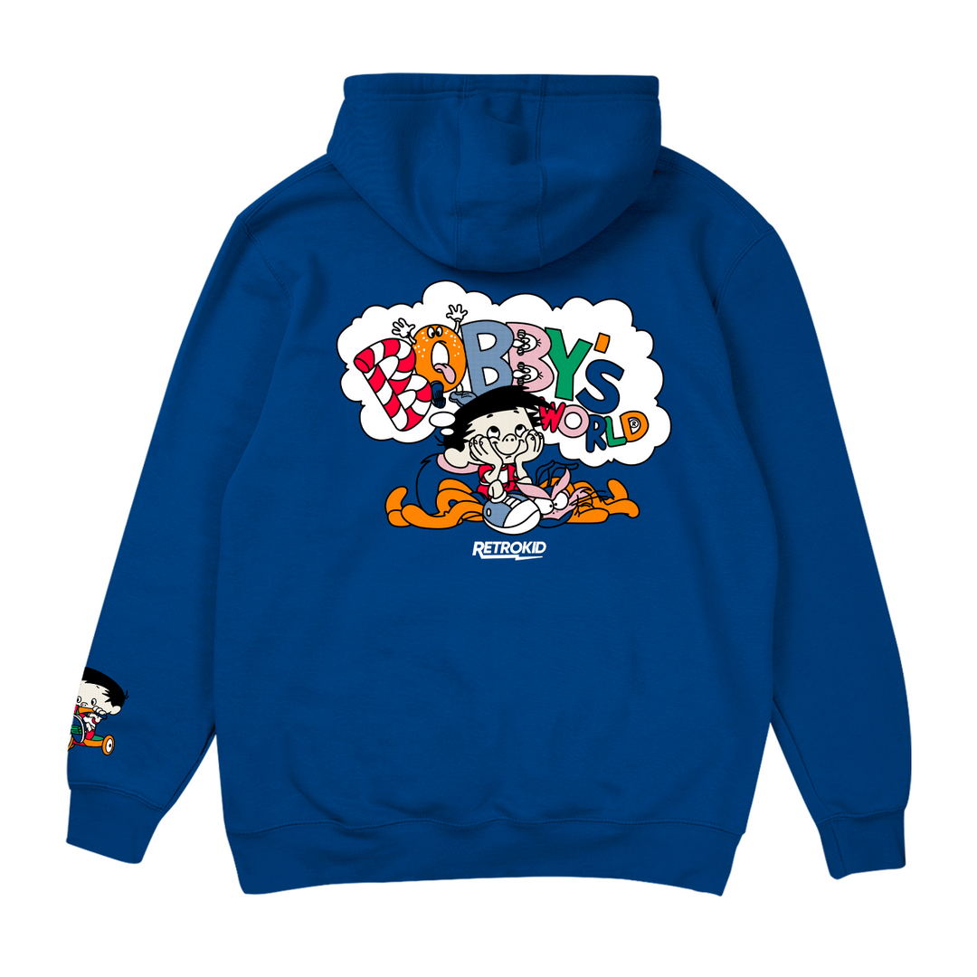 Bobby's World Bobby Generic Retrokid 90s Retro Howie Mandel Officially Licensed Royal Blue Hoodie Logo Webbly 