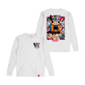 Bobby's World Bobby Generic Retrokid 90s Retro Howie Mandel Officially Licensed White Long Sleeve T-Shirt Logo Head Intro Theme Song Uncle Ted Family Martha Kelly Derek Roger Webbly Tricycle
