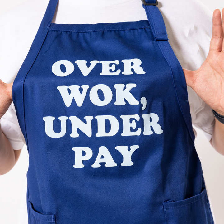 Wok With Yan Stephen Yan Wok Pun Apron Blue Over Wok Under Pay 