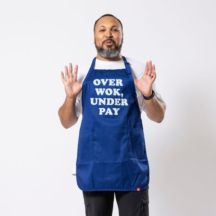 Wok With Yan Stephen Yan Wok Pun Apron Blue Over Wok Under Pay 