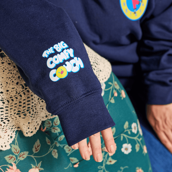 Big Comfy Couch Clock Stretch Crewneck - Navy