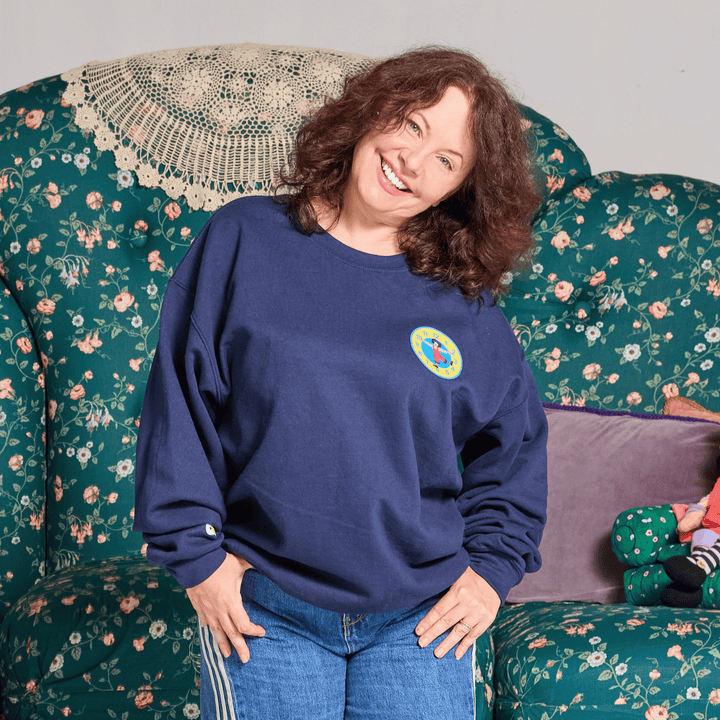 Big Comfy Couch Clock Stretch Crewneck - Navy