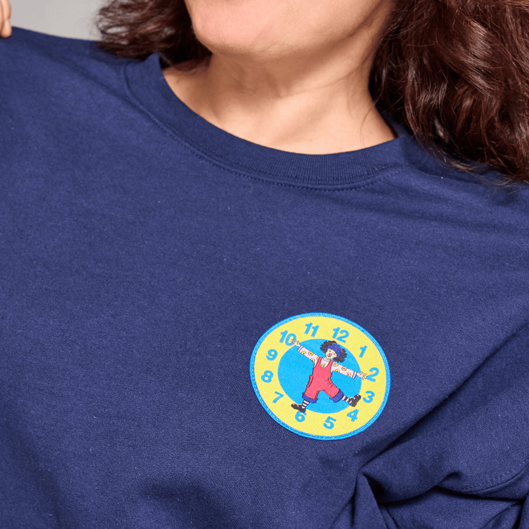 Big Comfy Couch Clock Stretch Crewneck - Navy
