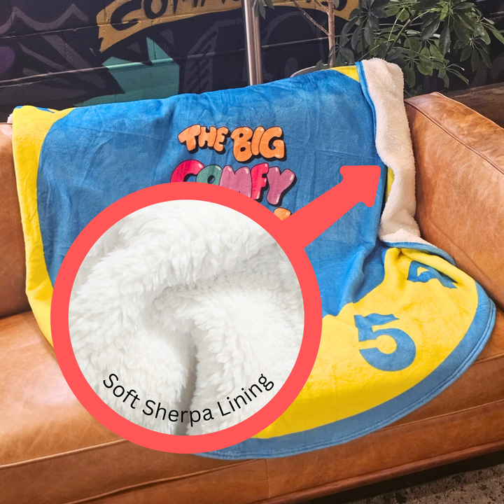 Big Comfy Couch Clock Stretch Sherpa Blanket