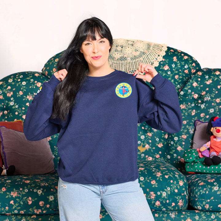 Big Comfy Couch Clock Stretch Crewneck - Navy
