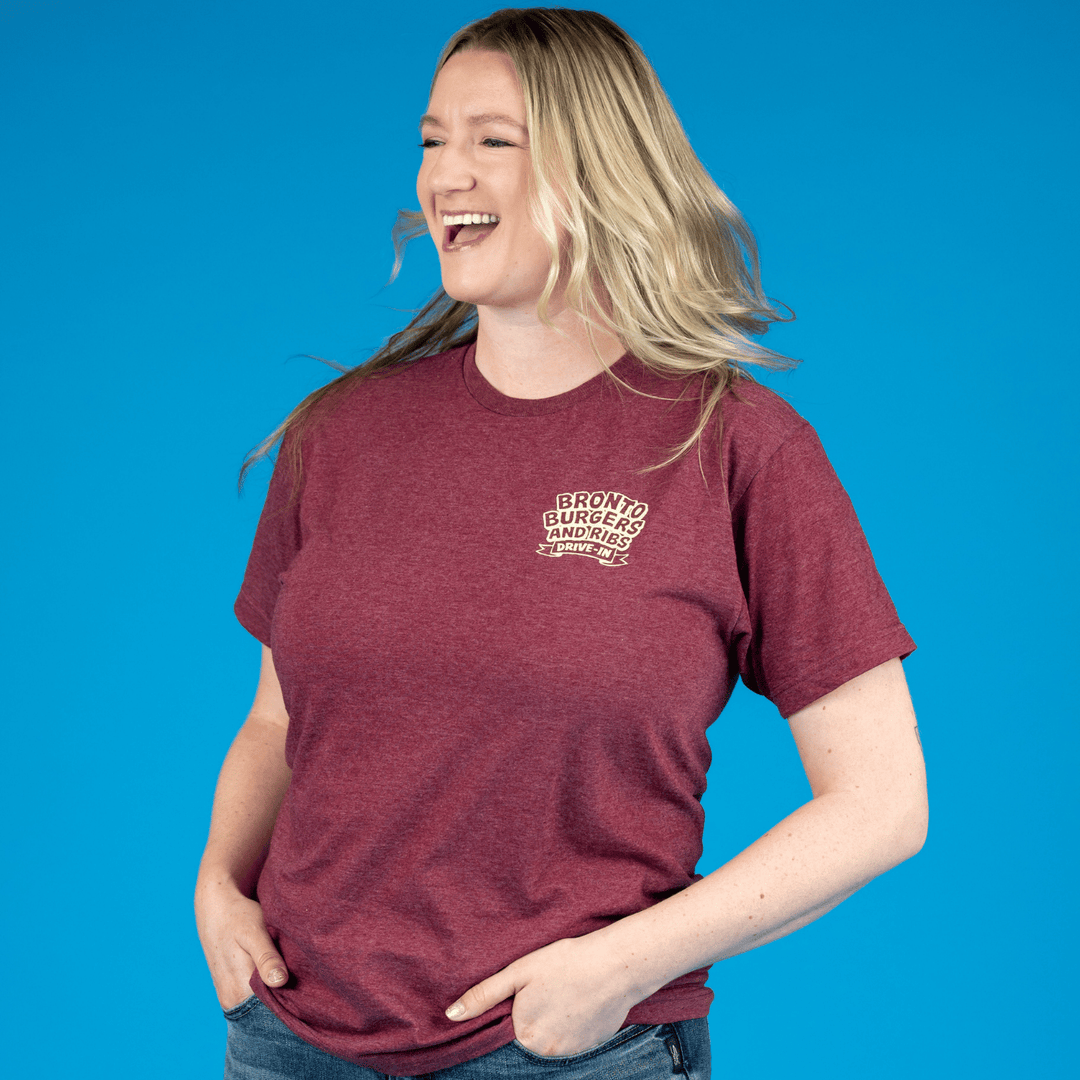 Flintstones Bronto Burgers T-Shirt - Heather Burgundy