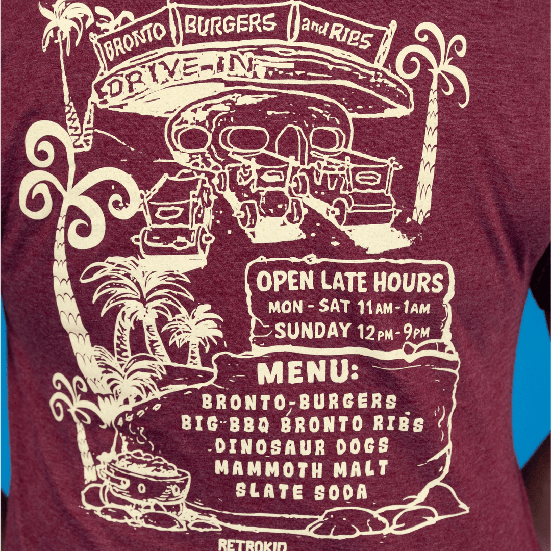 Flintstones Bronto Burgers T-Shirt - Heather Burgundy