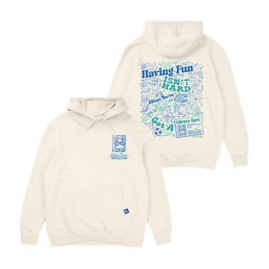 Arthur Retrokid Officially Licensed Retro Apparel Read Having Fun Isn't Hard When You've Got a Library Card Hoodie Ivory Blue Green BACK