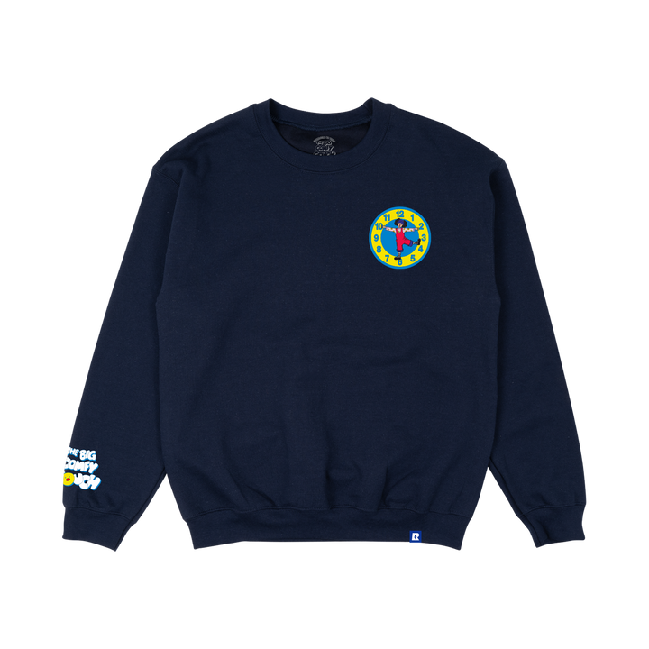 Big Comfy Couch Clock Stretch Crewneck - Navy