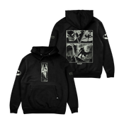 Retrokid x Batman: The Animated Series The Intro Dark Hoodie Black Front Back Sleeve Detail Searchlight Blimp Panel Comic Sweater Bat Logo Signal