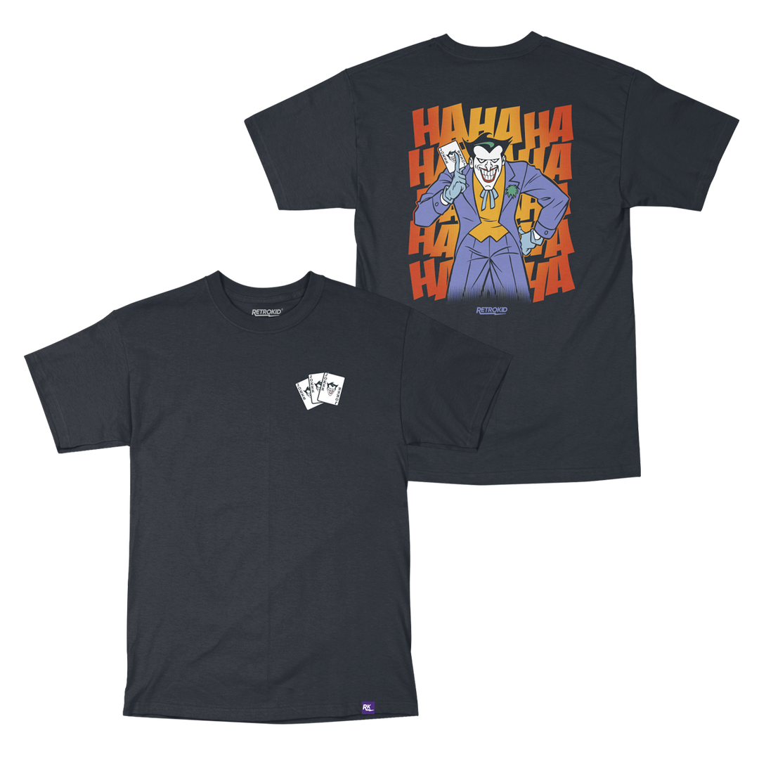 Retrokid x Batman: The Animated Series The Joker Joker's Wild T-Shirt Tee HAHA HAHAHAHA HAHAHA Card Mark Hamill Black T-Shirt 