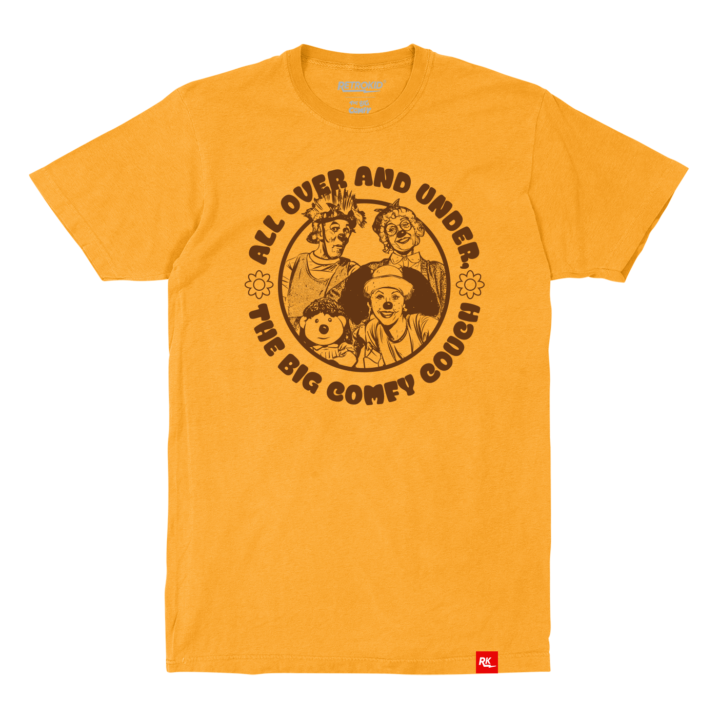 Big Comfy Couch All Over & Under TShirt Vintage Gold Retrokid.ca