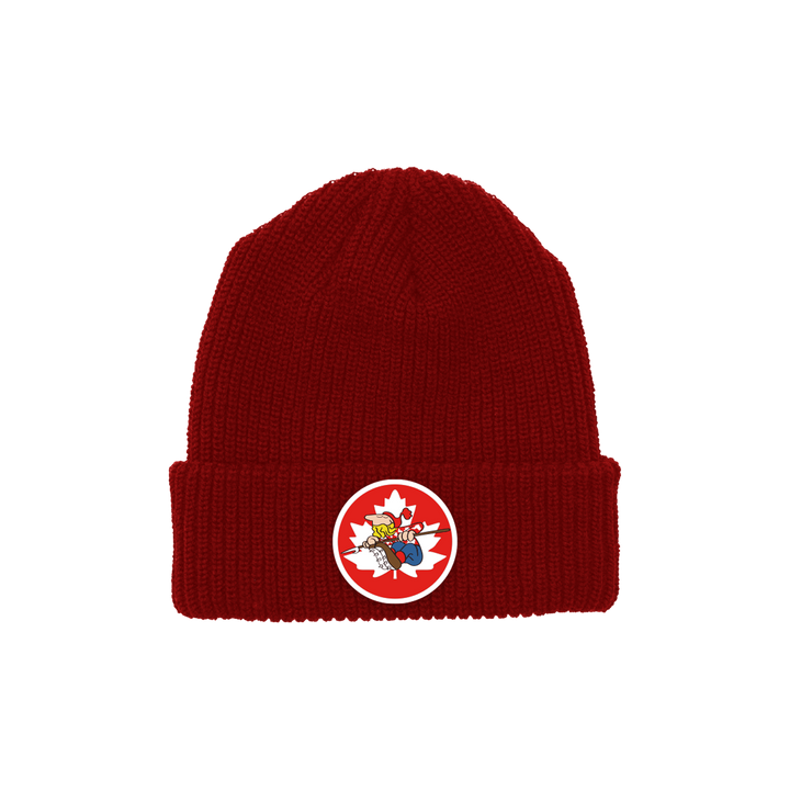 Retrokid RK Log Driver's Waltz Drivers LDW Patch Beanie Embroidered Red Toque Hat Winter Cuff Canada Canadian