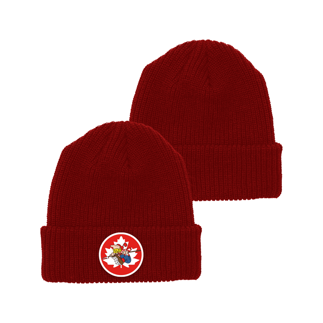 Retrokid RK Log Driver's Waltz Drivers LDW Patch Beanie Embroidered Red Toque Hat Winter Cuff Canada Canadian