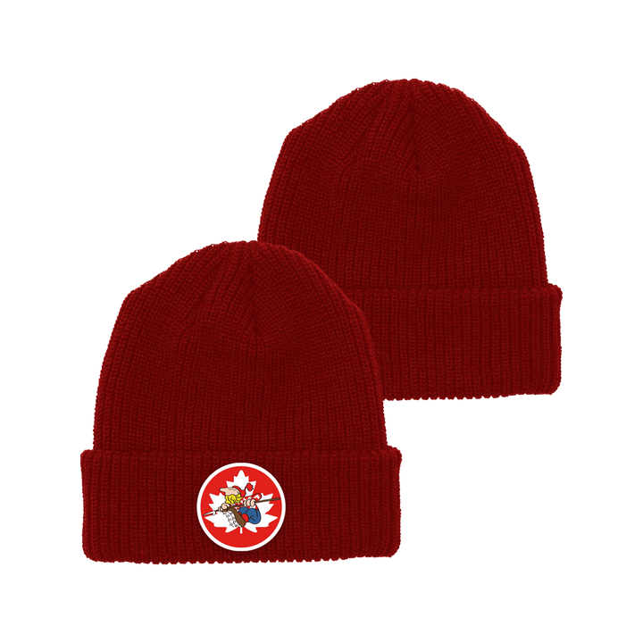 Retrokid RK Log Driver's Waltz Drivers LDW Patch Beanie Embroidered Red Toque Hat Winter Cuff Canada Canadian