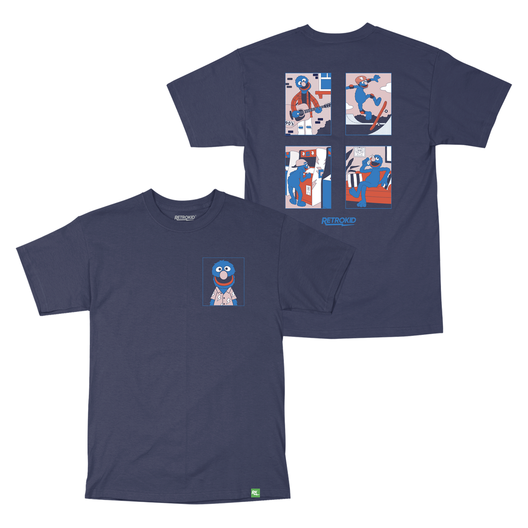 Sesame Street Back To The Street Grover Life Navy T-Shirt