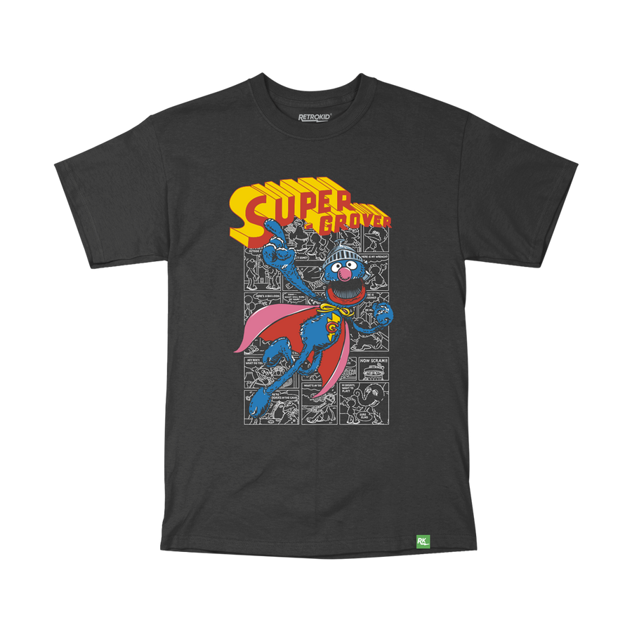 Sesame Street Back To Street Super Grover T-Shirt Black