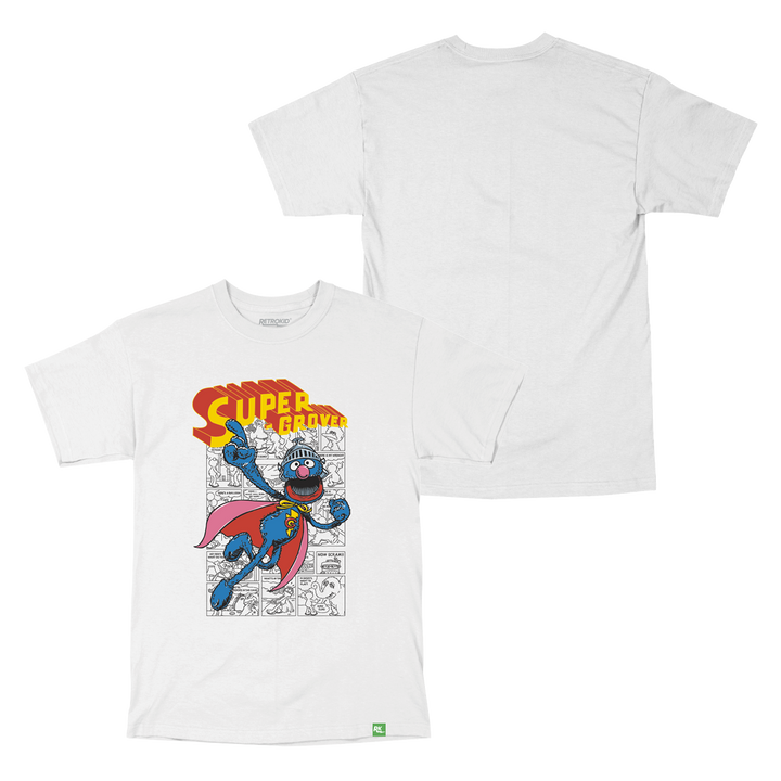 Sesame Street Back To Street Super Grover T-Shirt White