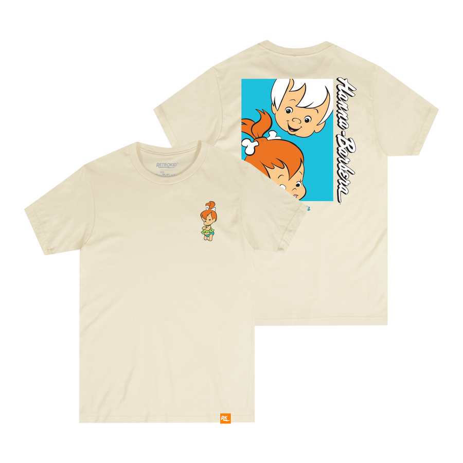 Flintstones Pebbles Bamm Bamm Rubble IvoryT-Shirt Hanna-Barbera Cartoon Mischief 