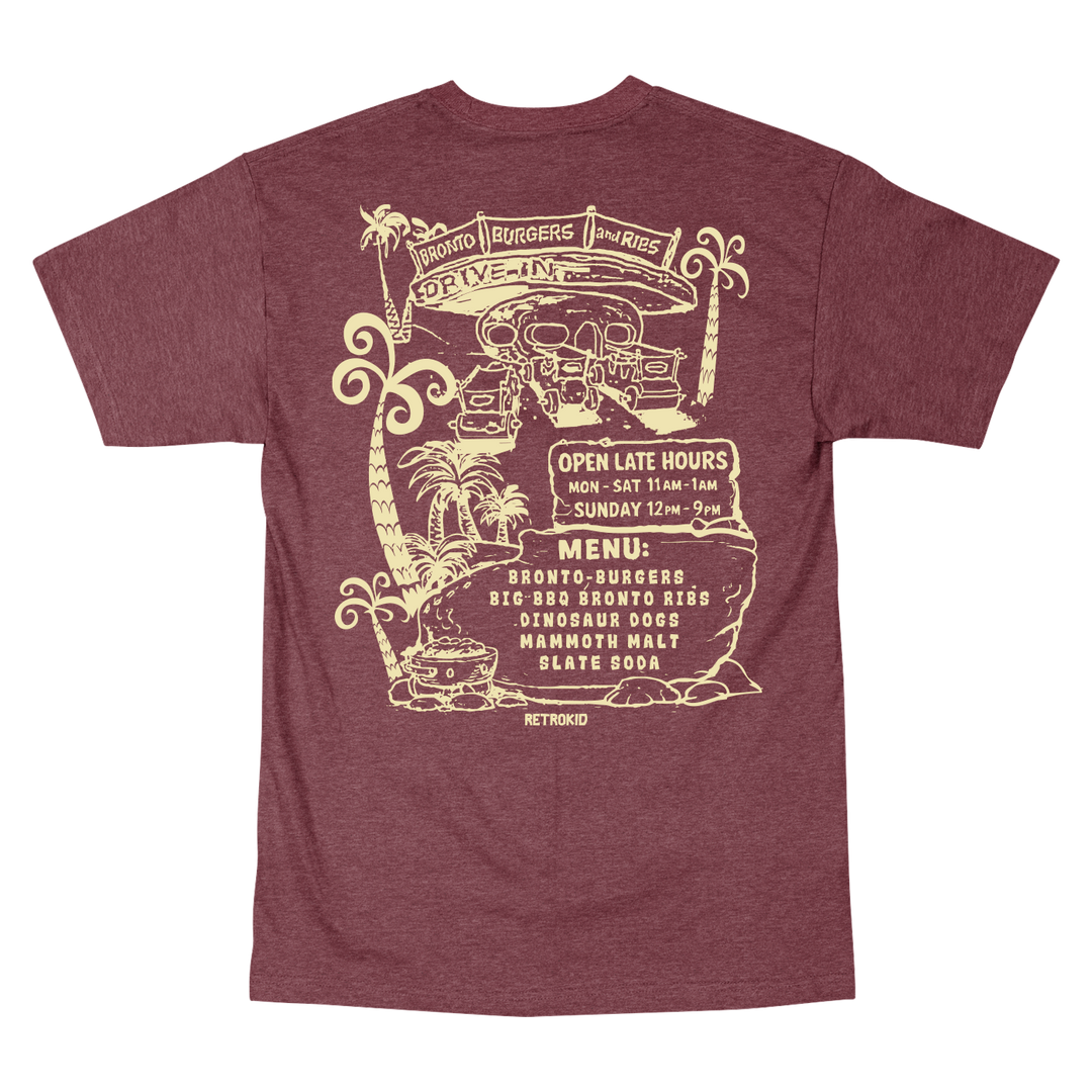 Flintstones Bronto Burgers T-Shirt - Heather Burgundy