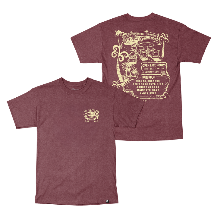 Flintstones Bronto Burgers T-Shirt - Heather Burgundy