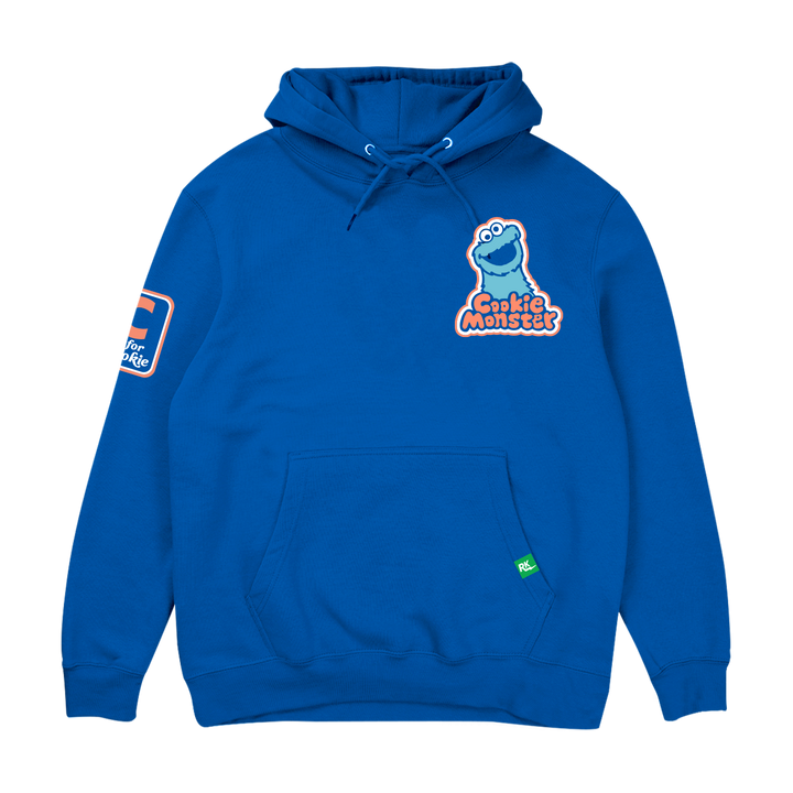 Sesame Street Back To The Street Cookie Monster Hoodie Blue Om Nom Nom C is For Cookie