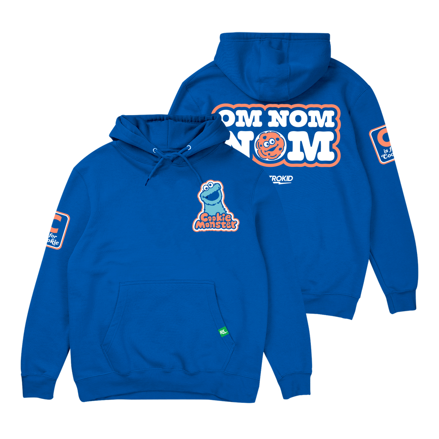 Sesame Street Back To The Street Cookie Monster Hoodie Blue Om Nom Nom C is For Cookie