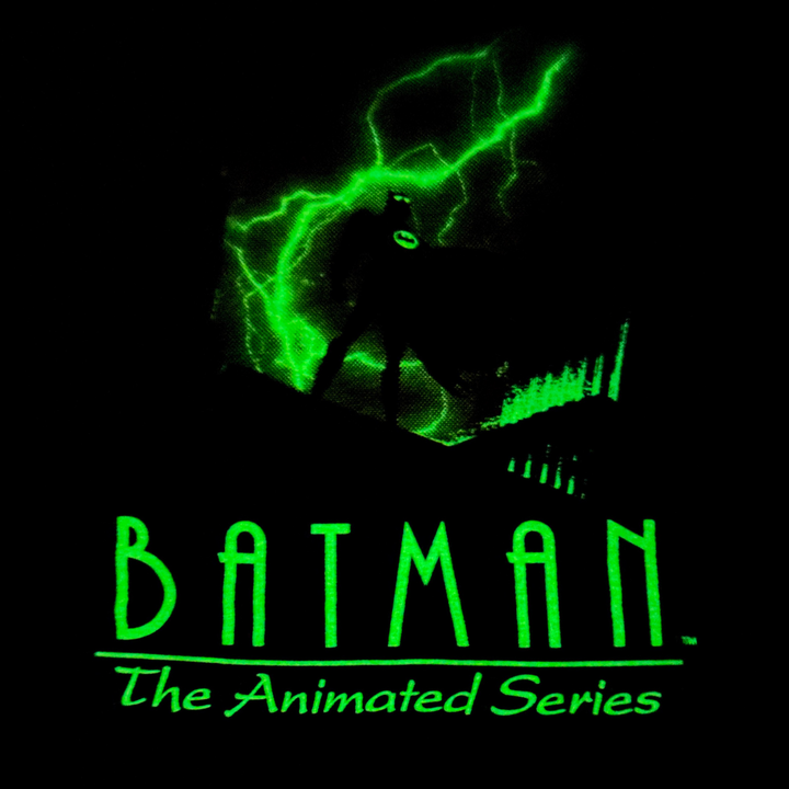 Retrokid x Batman: The Animated Series Intro Logo T-Shirt Glow in the Dark Vintage Black lightning ending shot tee